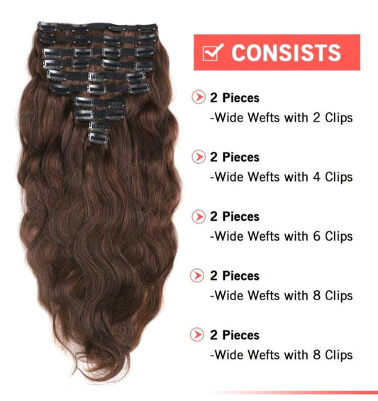 8pcs Brown Natural Wave Hair Extensions