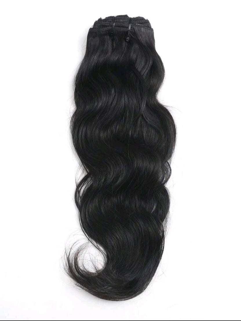 10pcs Natural Wave Black Clip in Hair Extensions